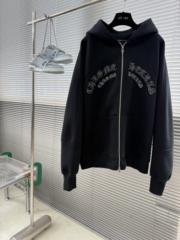 CH Flower-Embroidered Zipper Cardigan Hoodie