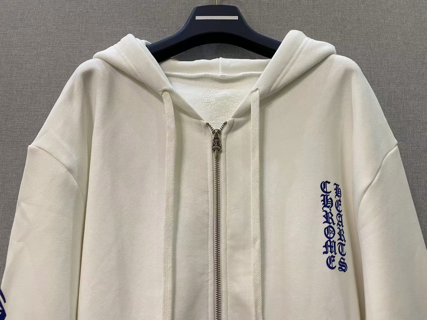 Chrome Hearts White and Blue Sanskrit Zipper Jacket - Image 3