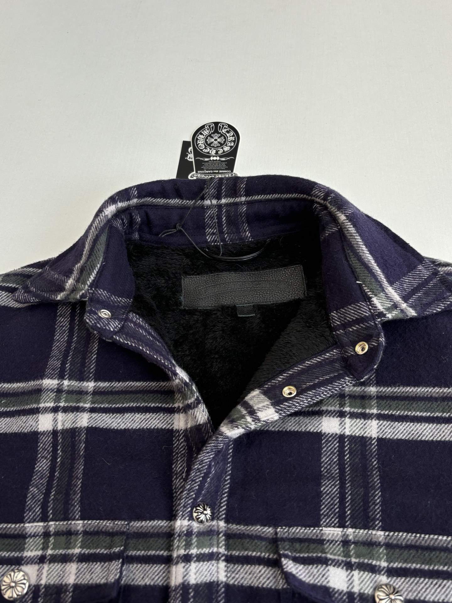 Chrome Hearts Contrast-Color Checkered Lapel Shirt-Style Jacket - Image 10