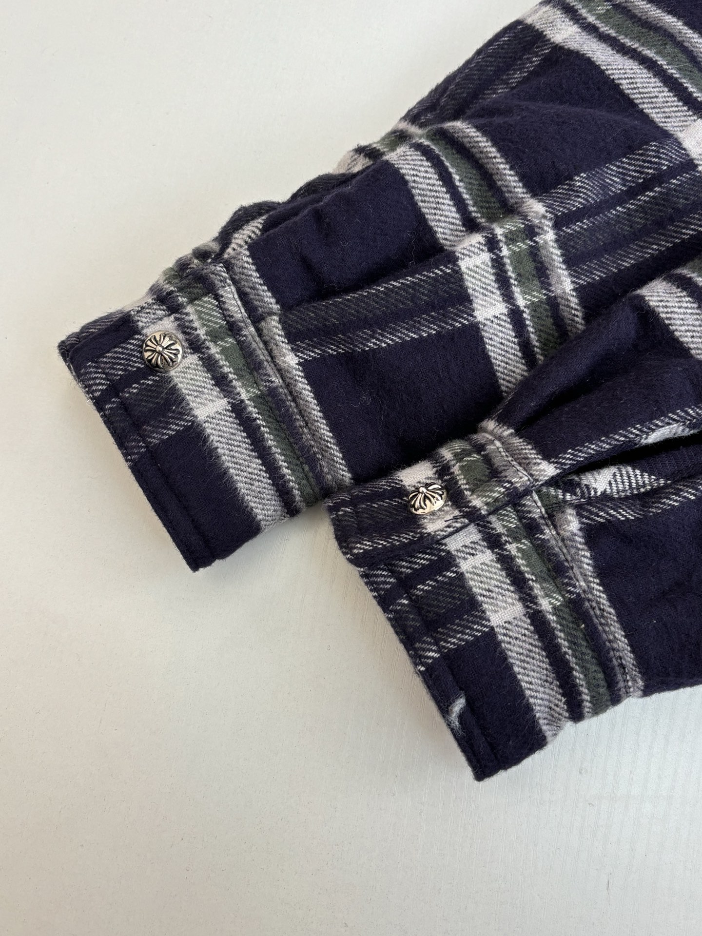 Chrome Hearts Contrast-Color Checkered Lapel Shirt-Style Jacket - Image 4
