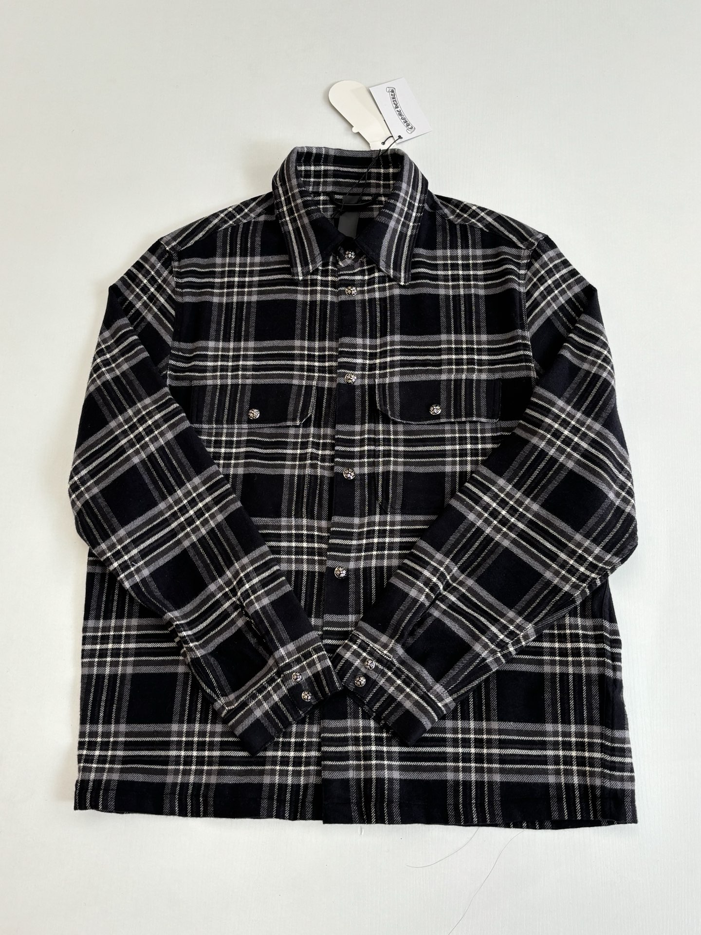 Chrome Hearts Flannel Checkered Lapel Shirt - Image 3
