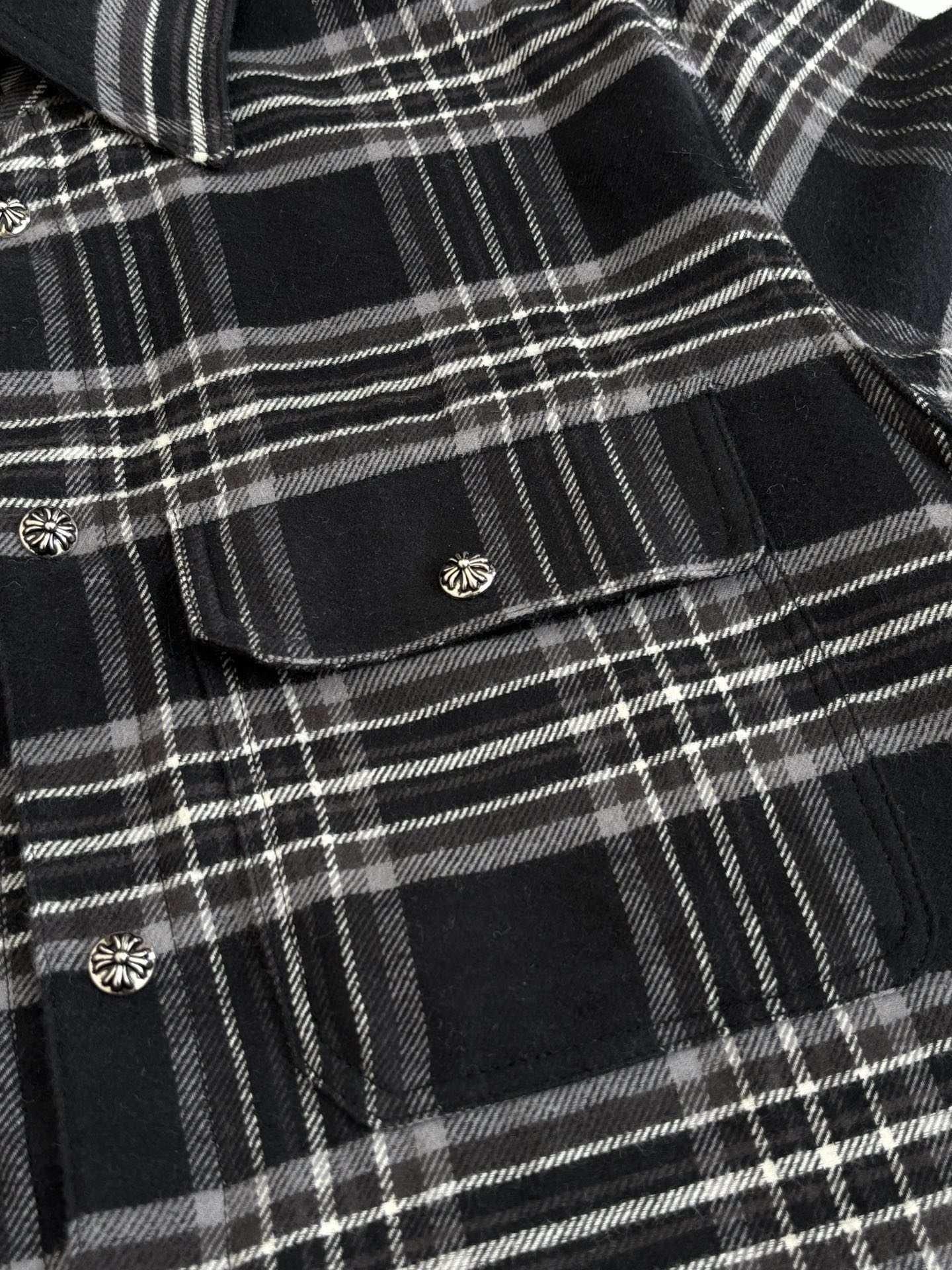 Chrome Hearts Flannel Checkered Lapel Shirt - Image 5