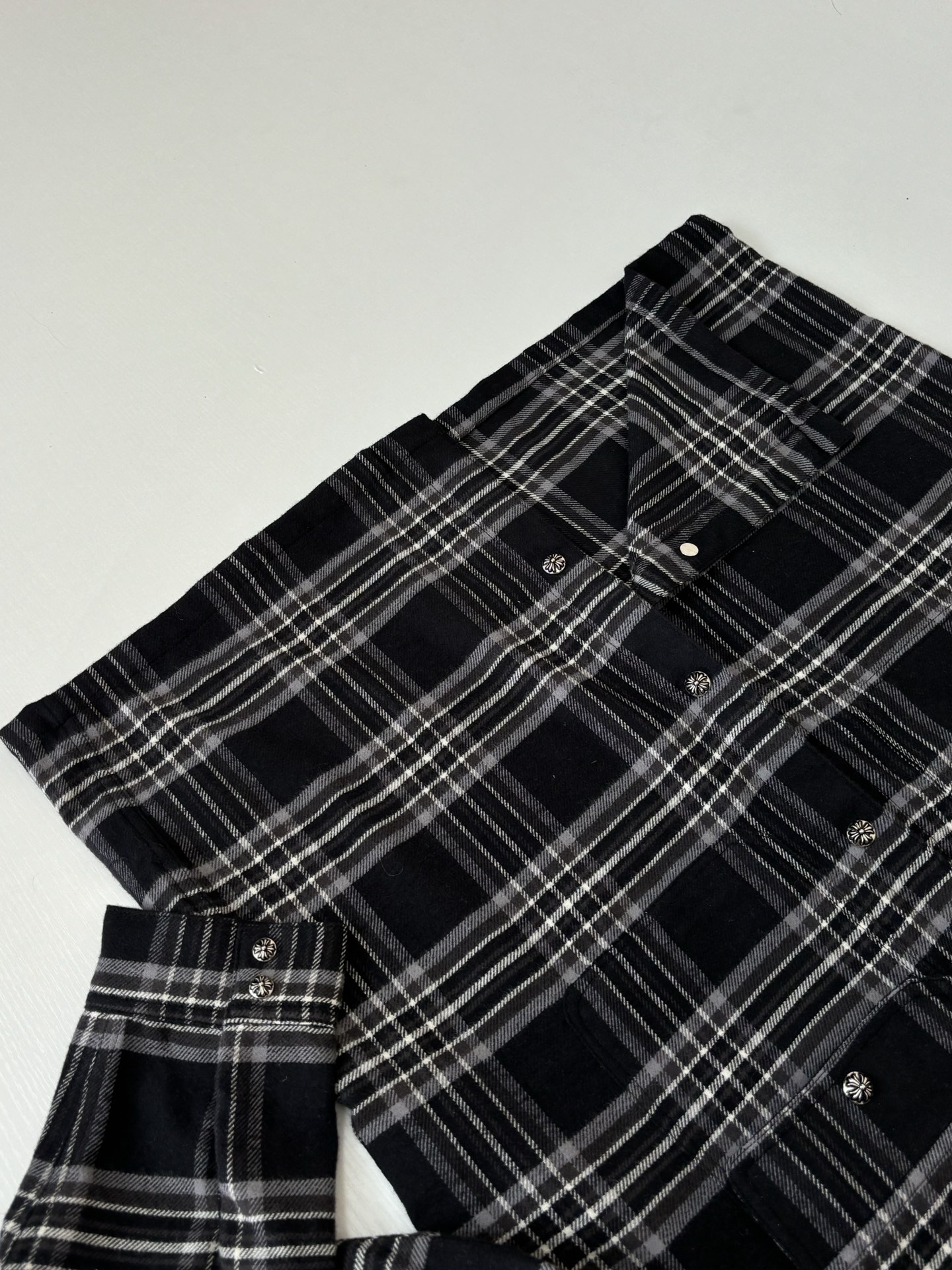 Chrome Hearts Flannel Checkered Lapel Shirt - Image 6