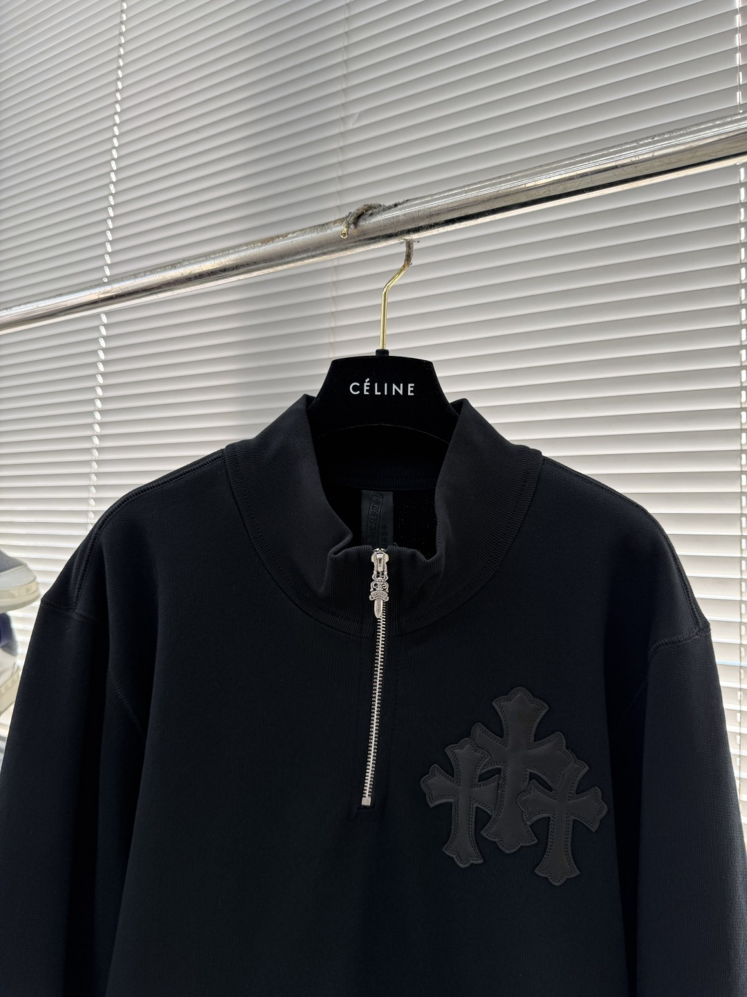 25FW Patchwork Cross-Front Half-Zip Long-Sleeve Sweatshirt - Image 3