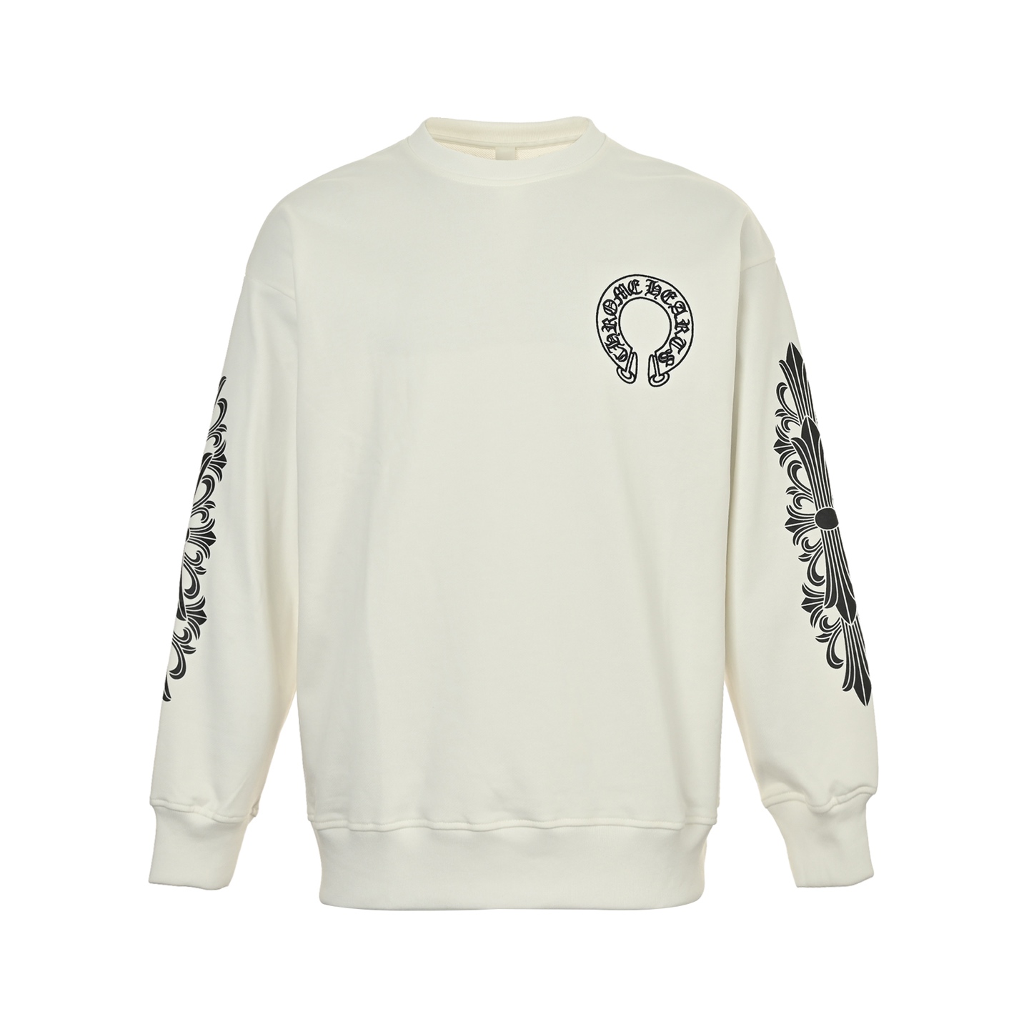 Round-Neck Sweatshirt with Sanskrit Alphabet Embroidery in a Horseshoe Pattern - Image 3