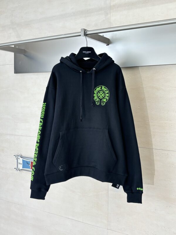 Chrome Hearts 26 Fluorescent Green Horseshoe Print Hoodie