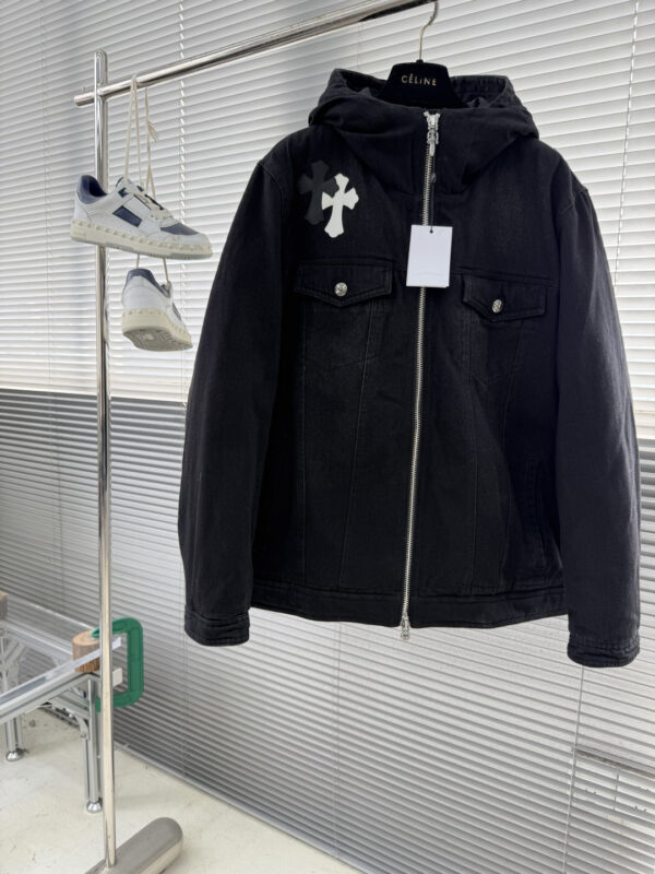 Chrome Hearts Hooded Denim Down Jacket