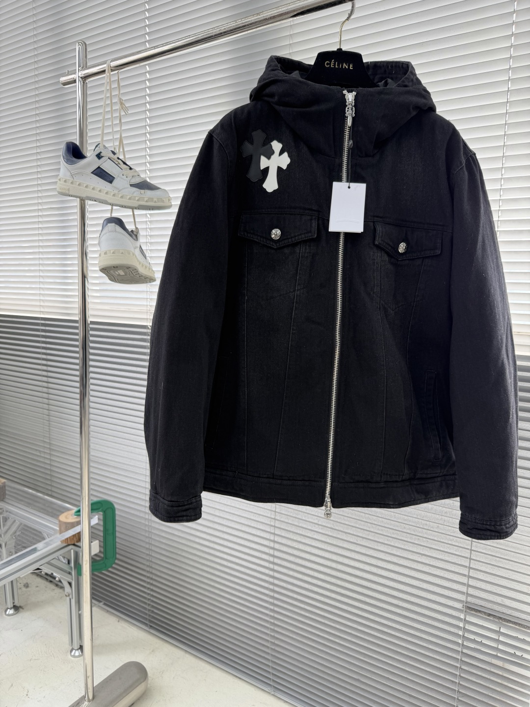 Chrome Hearts Hooded Denim Down Jacket