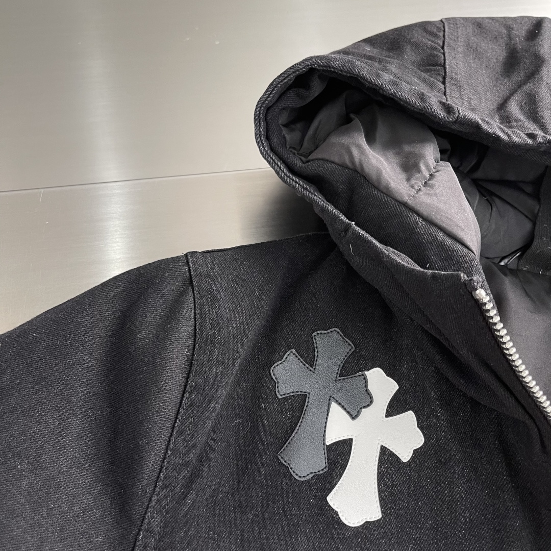 Chrome Hearts Hooded Denim Down Jacket - Image 4