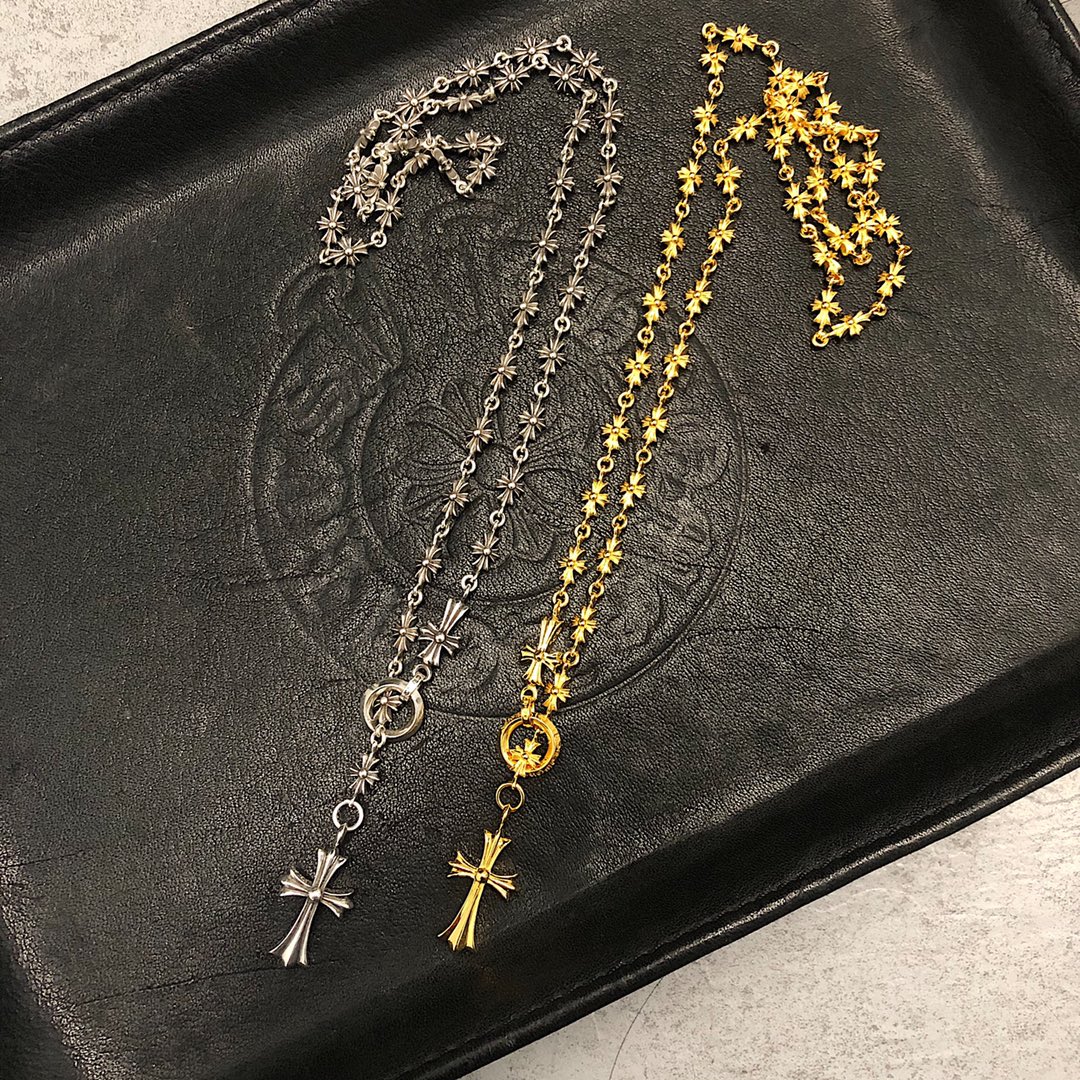Chrome Hearts Cross Necklace with Interlocking Rings - Image 4