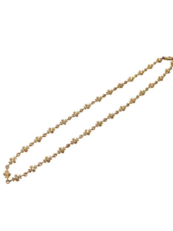 Chrome Hearts Gold-Plated Cross Necklace Set with Full Diamond Inlay