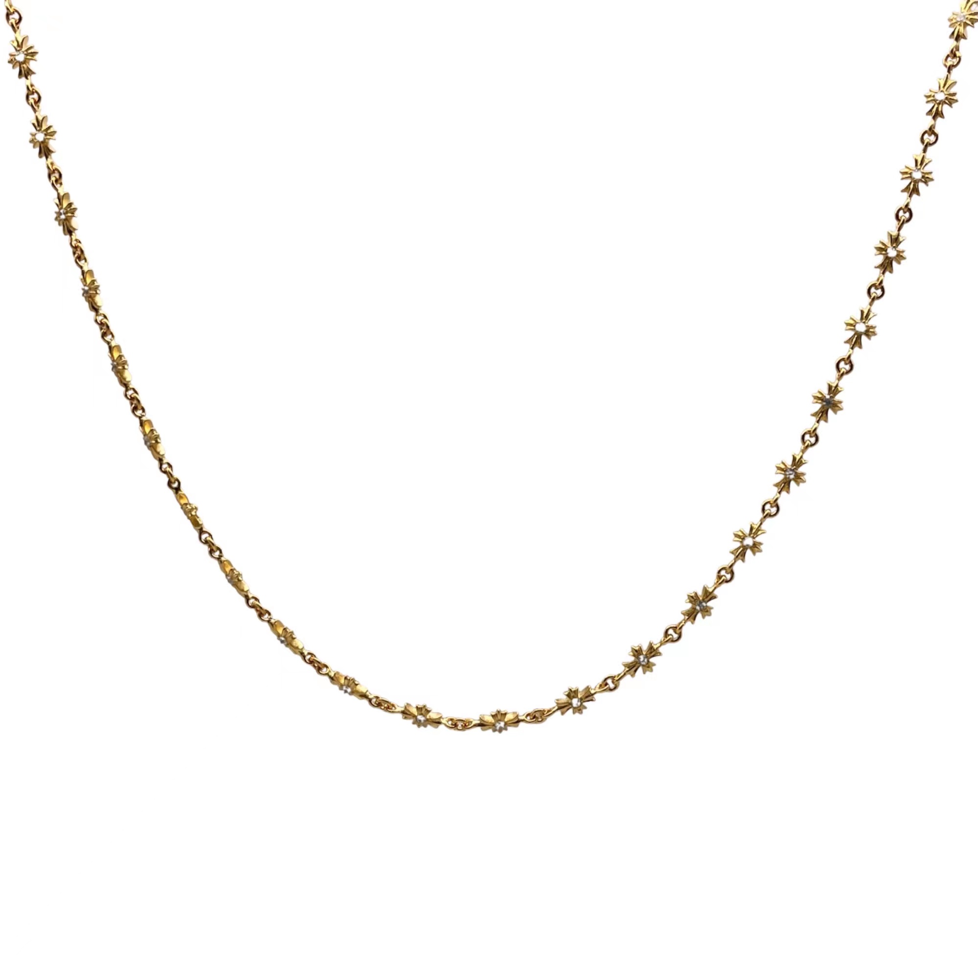Chrome Hearts Gold-Plated Cross Necklace Set with Full Diamond Inlay - Image 2