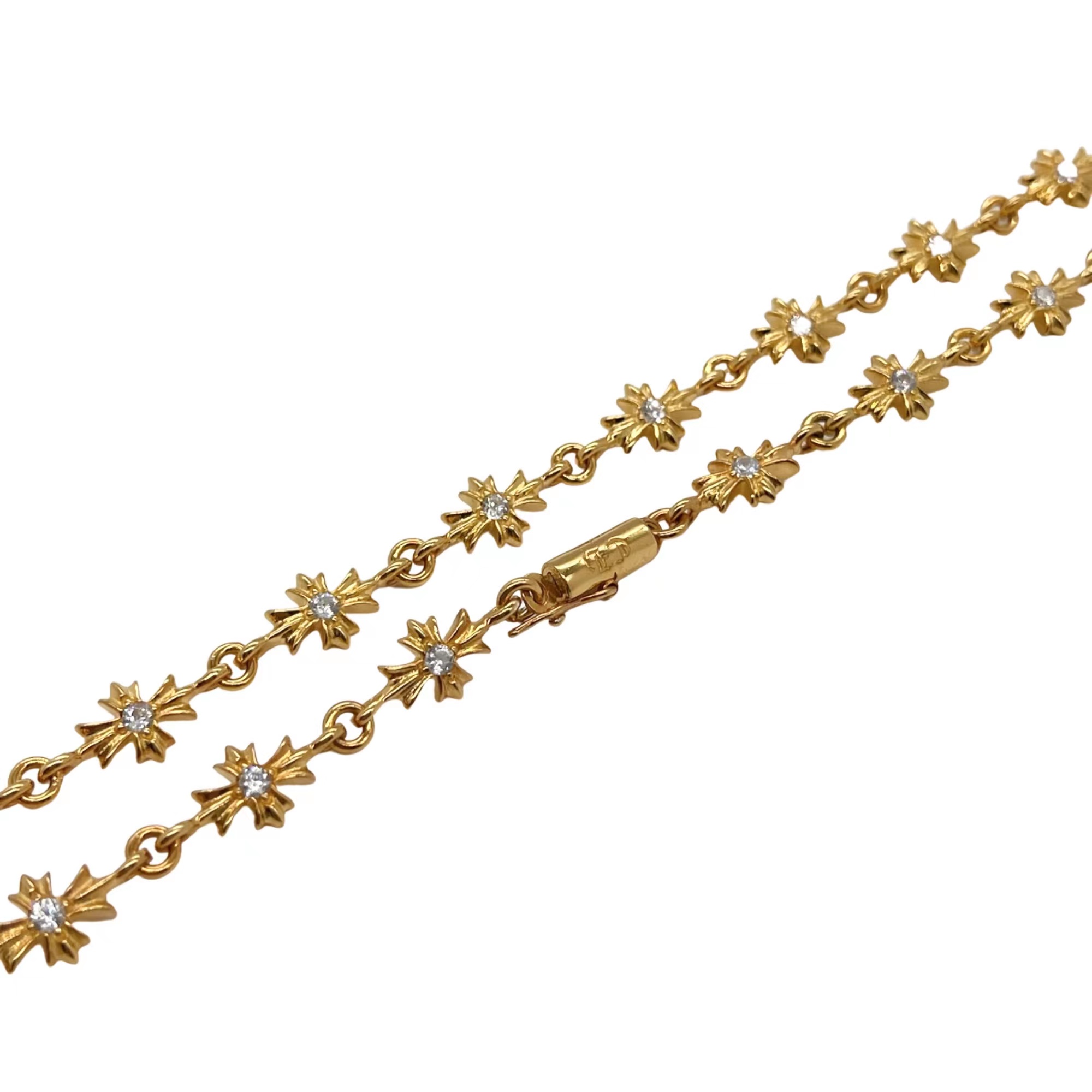 Chrome Hearts Gold-Plated Cross Necklace Set with Full Diamond Inlay - Image 3
