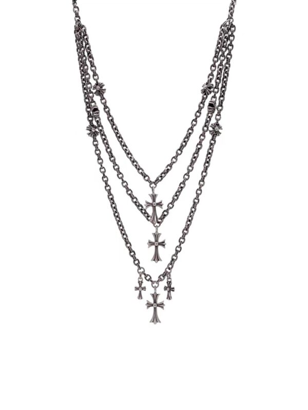 Chrome Hearts Three-Tier Cross Necklace