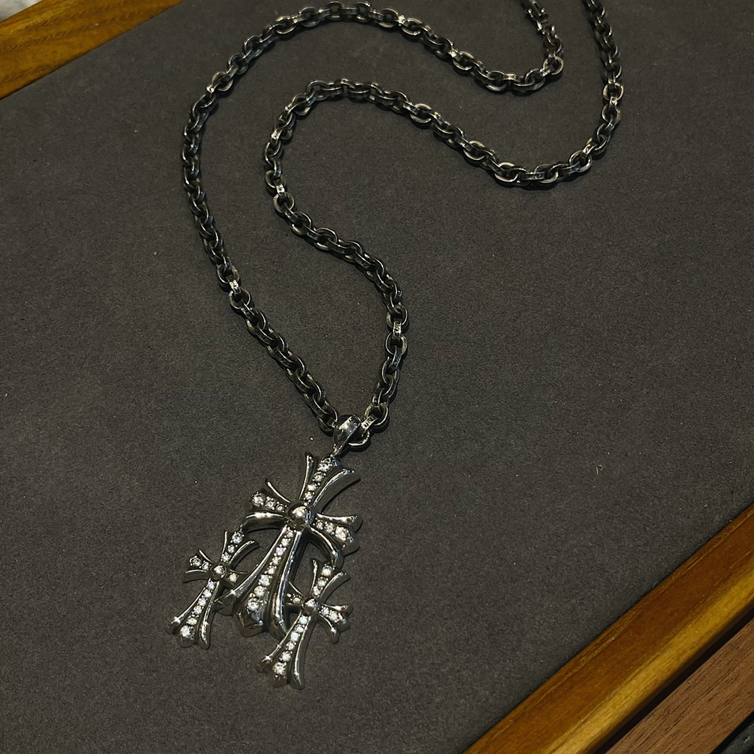 Chrome Hearts Thirty-Character Cross with Gemstone Inlays - Image 2