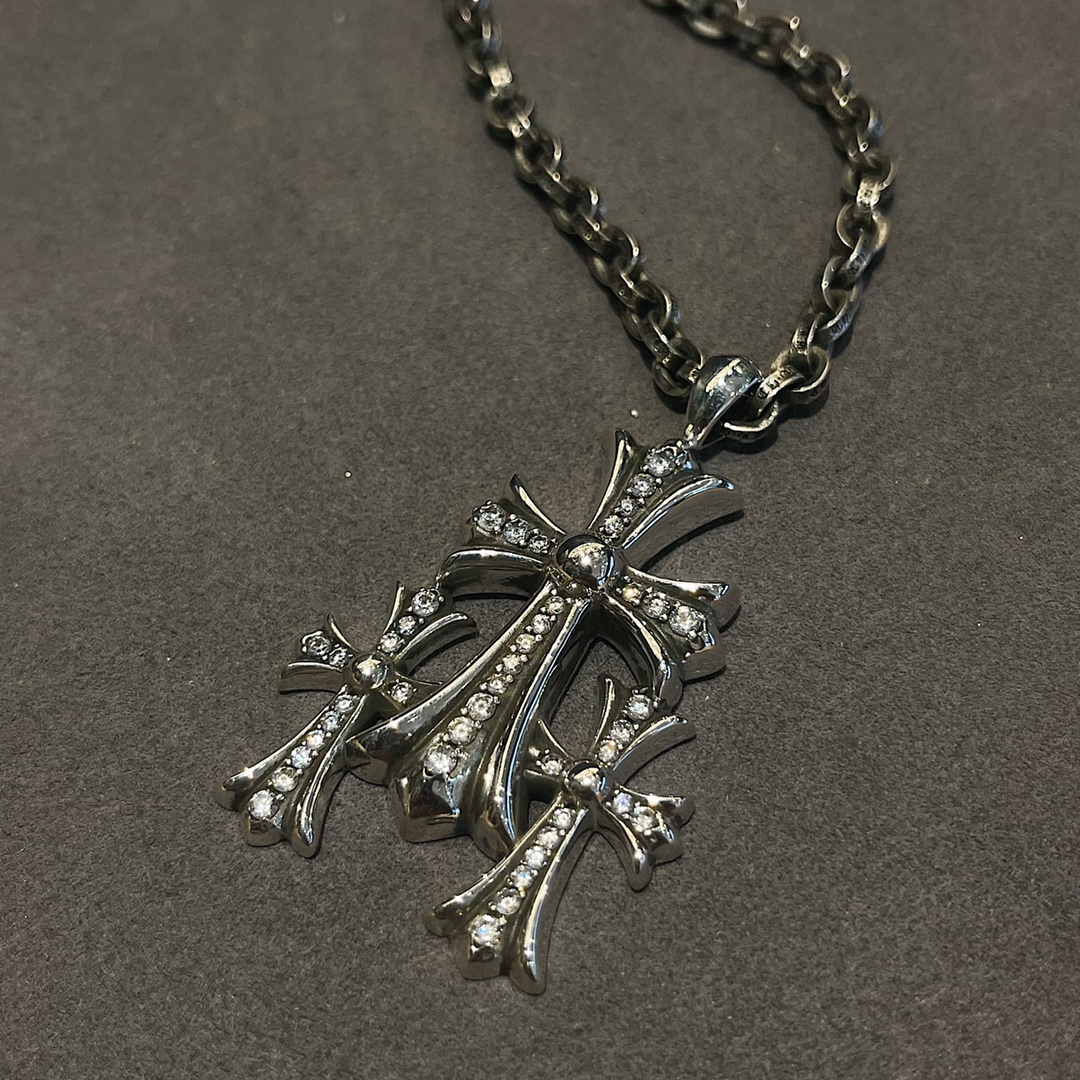 Chrome Hearts Thirty-Character Cross with Gemstone Inlays - Image 3