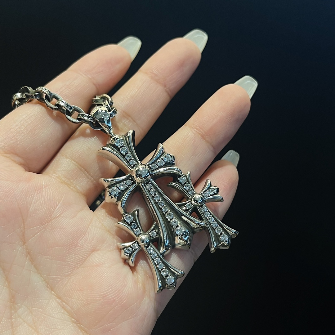 Chrome Hearts Thirty-Character Cross with Gemstone Inlays - Image 4