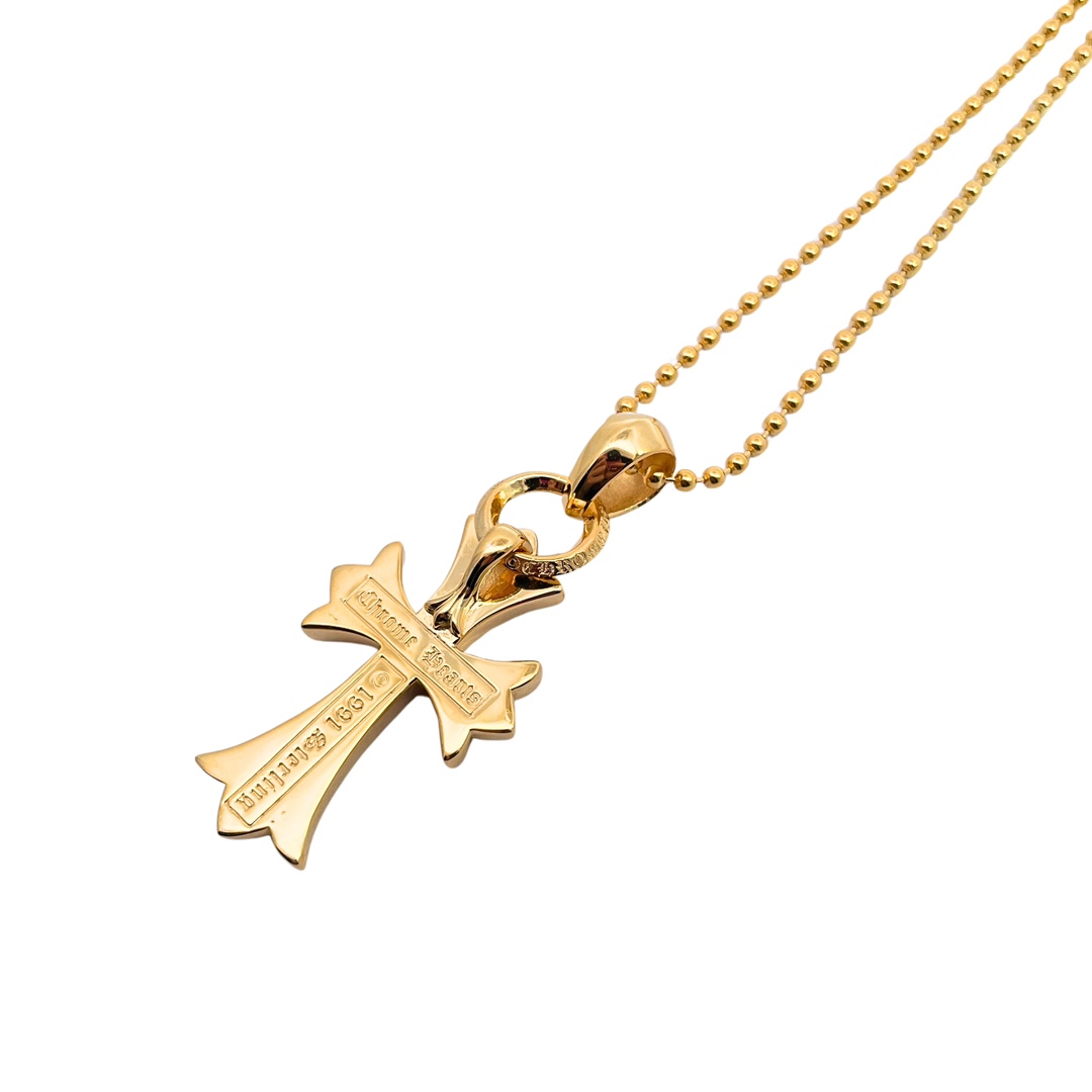 Chrome Hearts Gold-Plated Teardrop Cross Set with Diamonds - Image 2