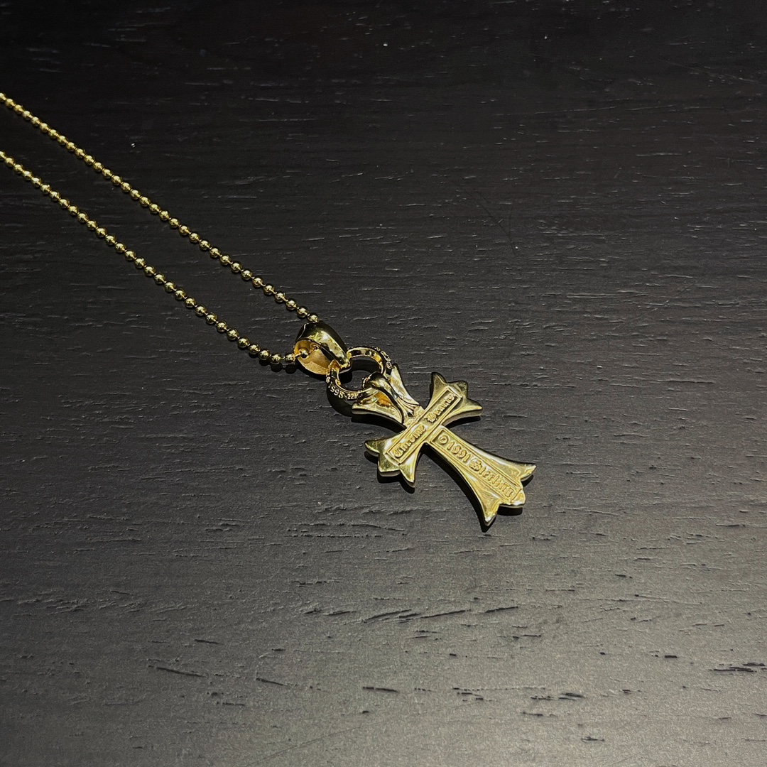 Chrome Hearts Gold-Plated Teardrop Cross Set with Diamonds - Image 5