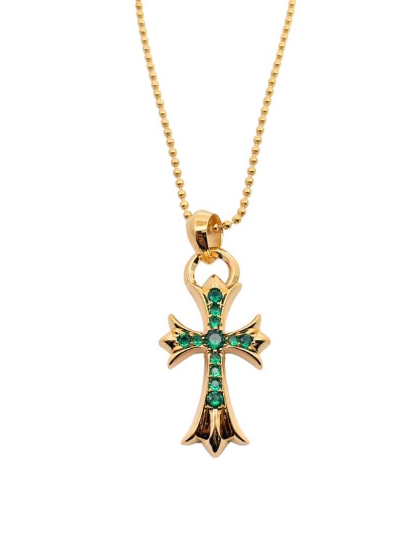 CH Gold-Plated Green Diamond Teardrop Cross