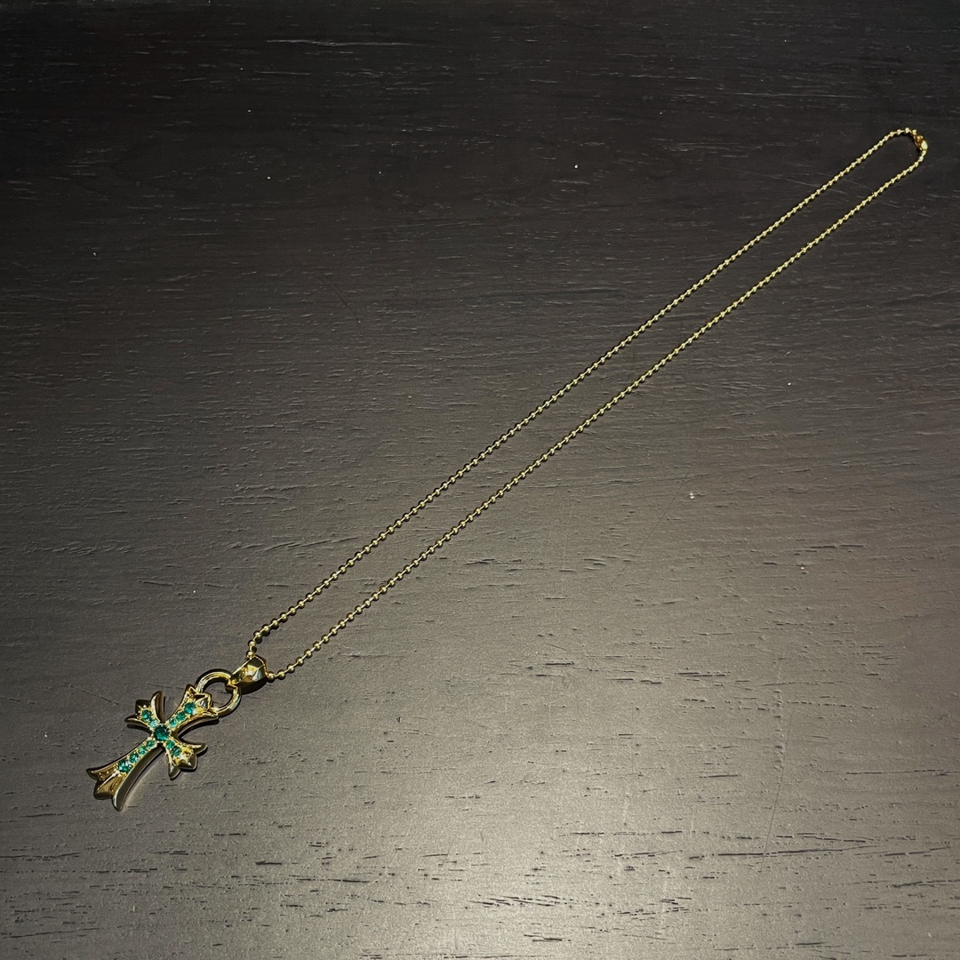 CH Gold-Plated Green Diamond Teardrop Cross - Image 6