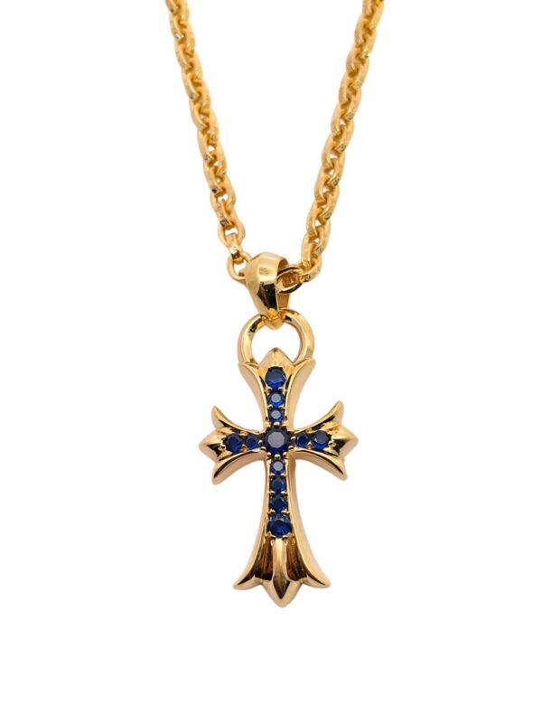 CH Gold-Plated Blue Diamond Teardrop Cross