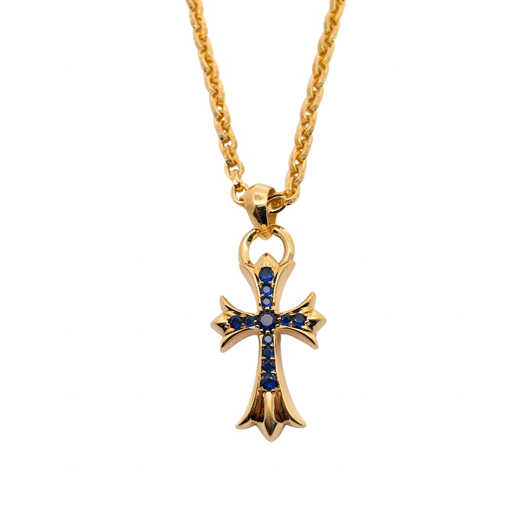 CH Gold-Plated Blue Diamond Teardrop Cross