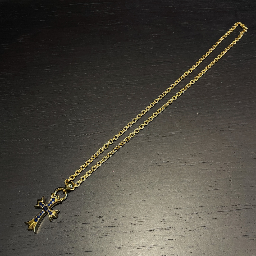 CH Gold-Plated Blue Diamond Teardrop Cross - Image 6