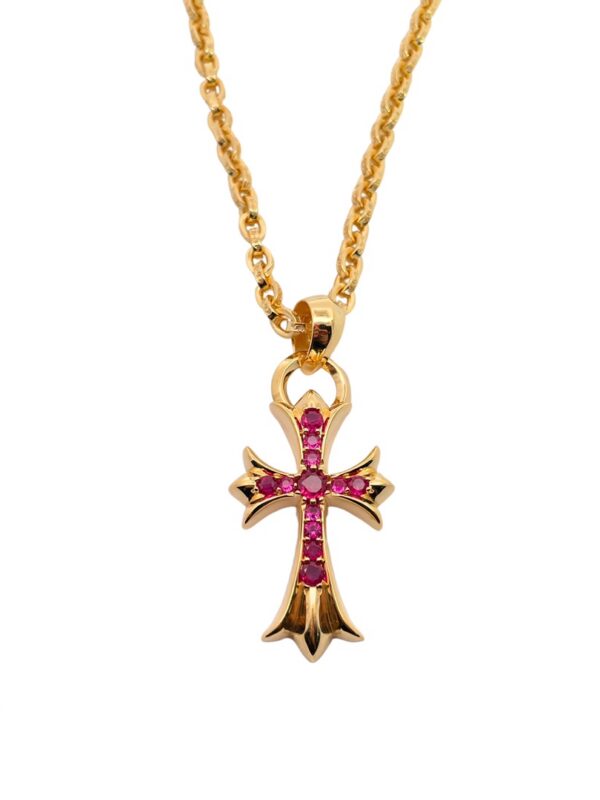 CH Gold-Plated Red Diamond Teardrop Cross