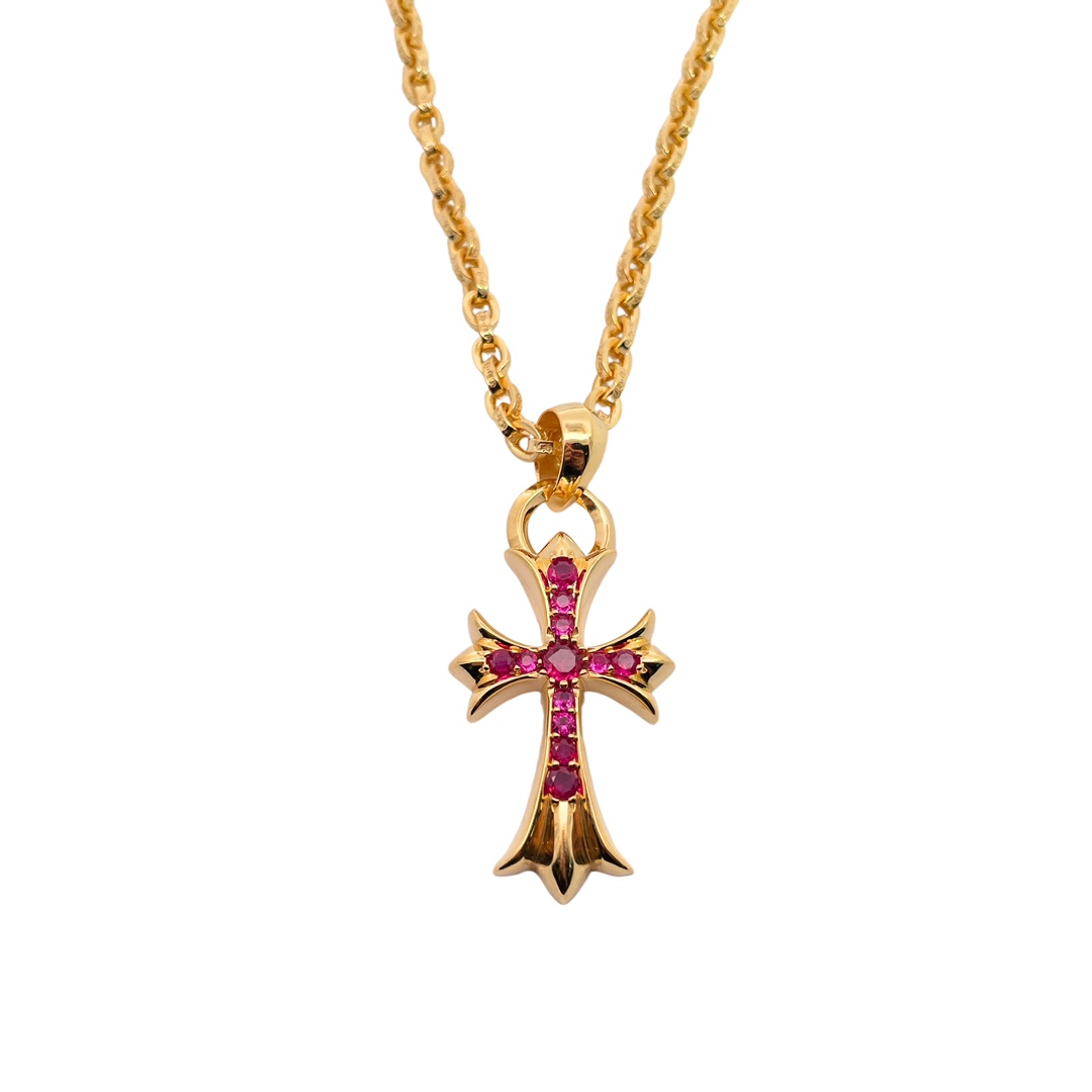 CH Gold-Plated Red Diamond Teardrop Cross