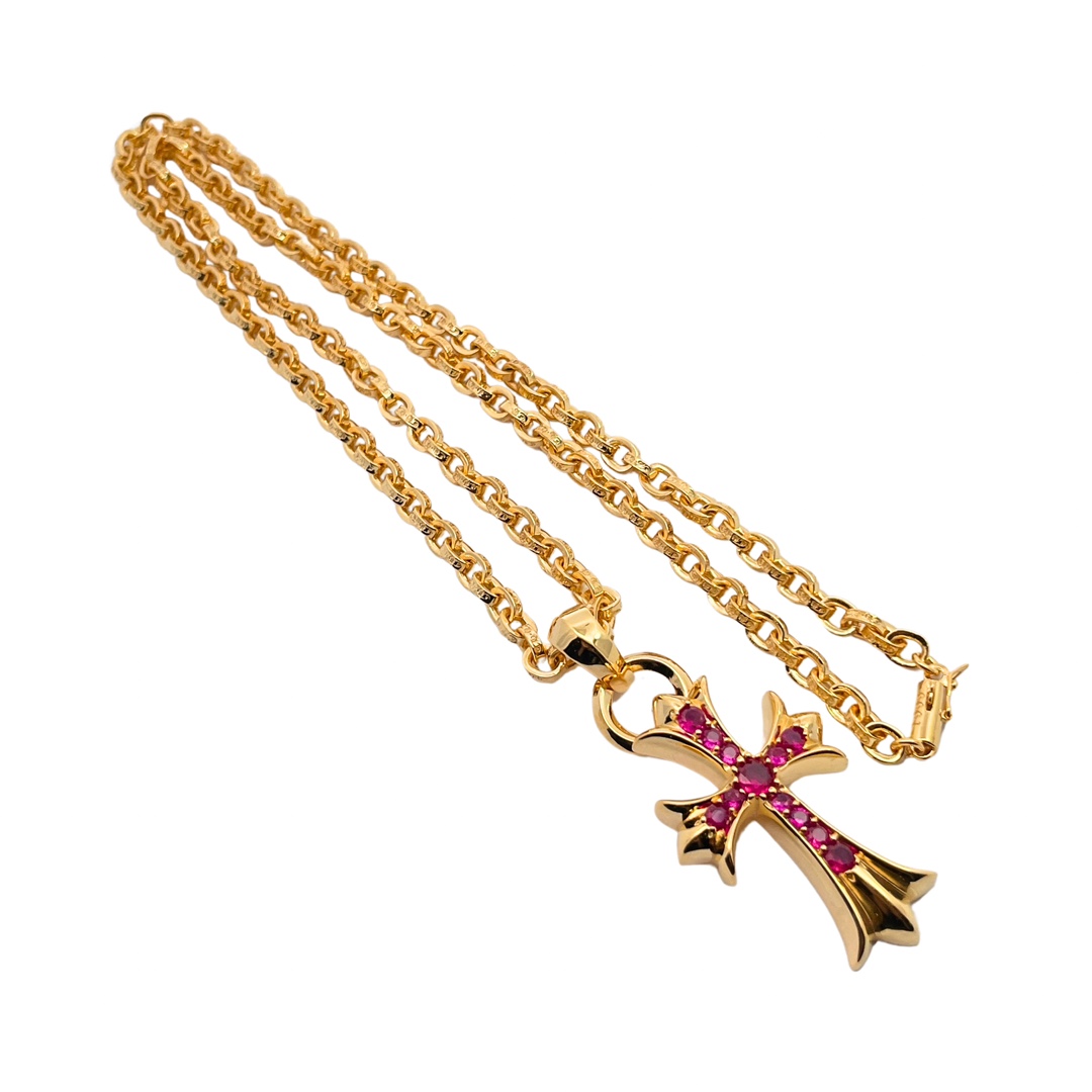CH Gold-Plated Red Diamond Teardrop Cross - Image 3
