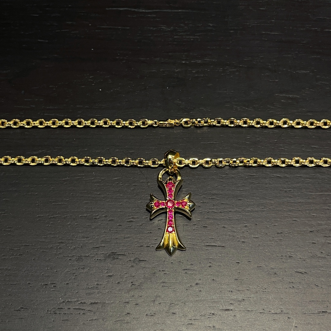 CH Gold-Plated Red Diamond Teardrop Cross - Image 4