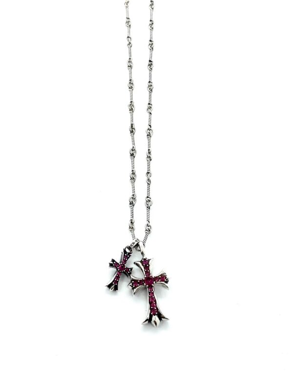 CH Red Diamond Double Cross Necklace