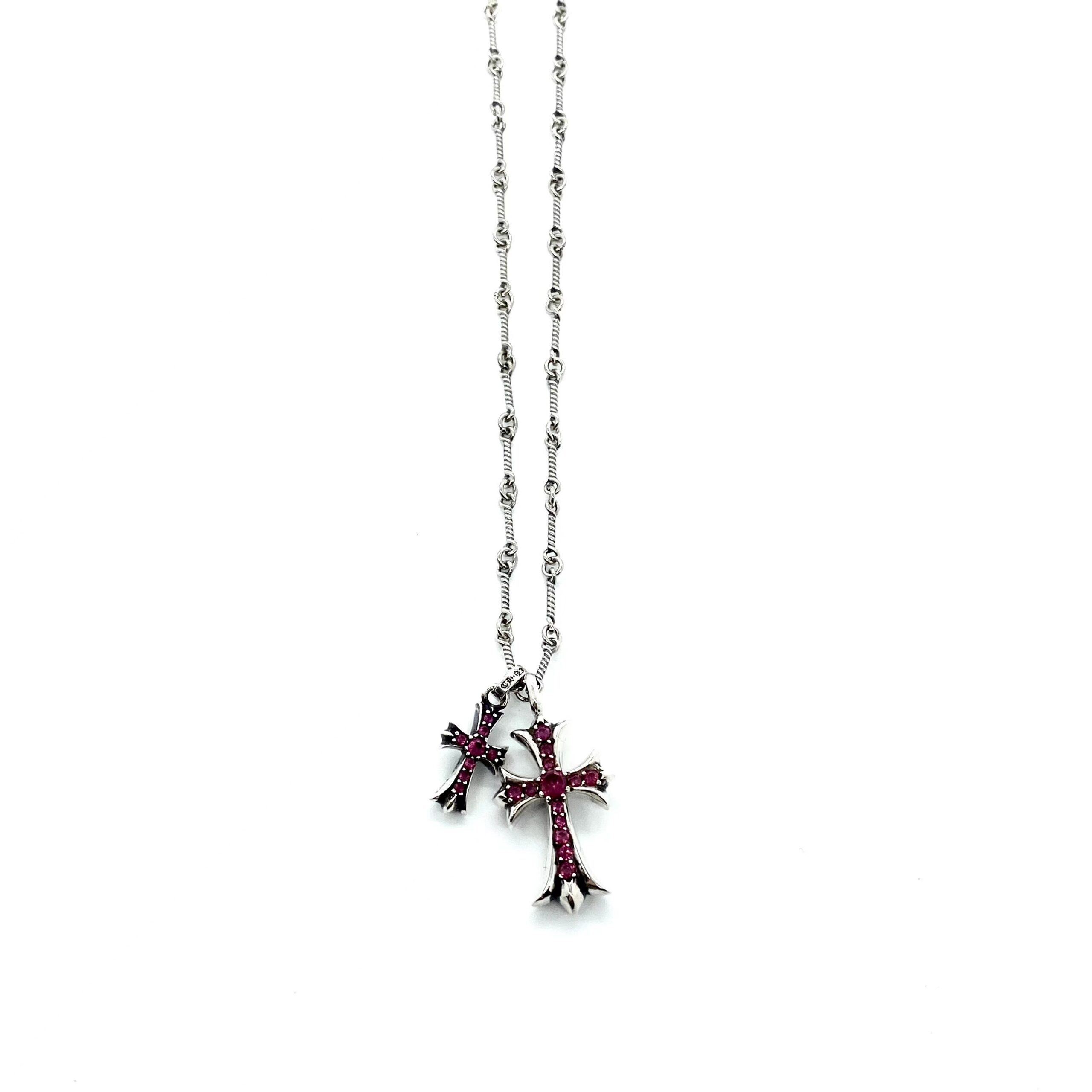 CH Red Diamond Double Cross Necklace