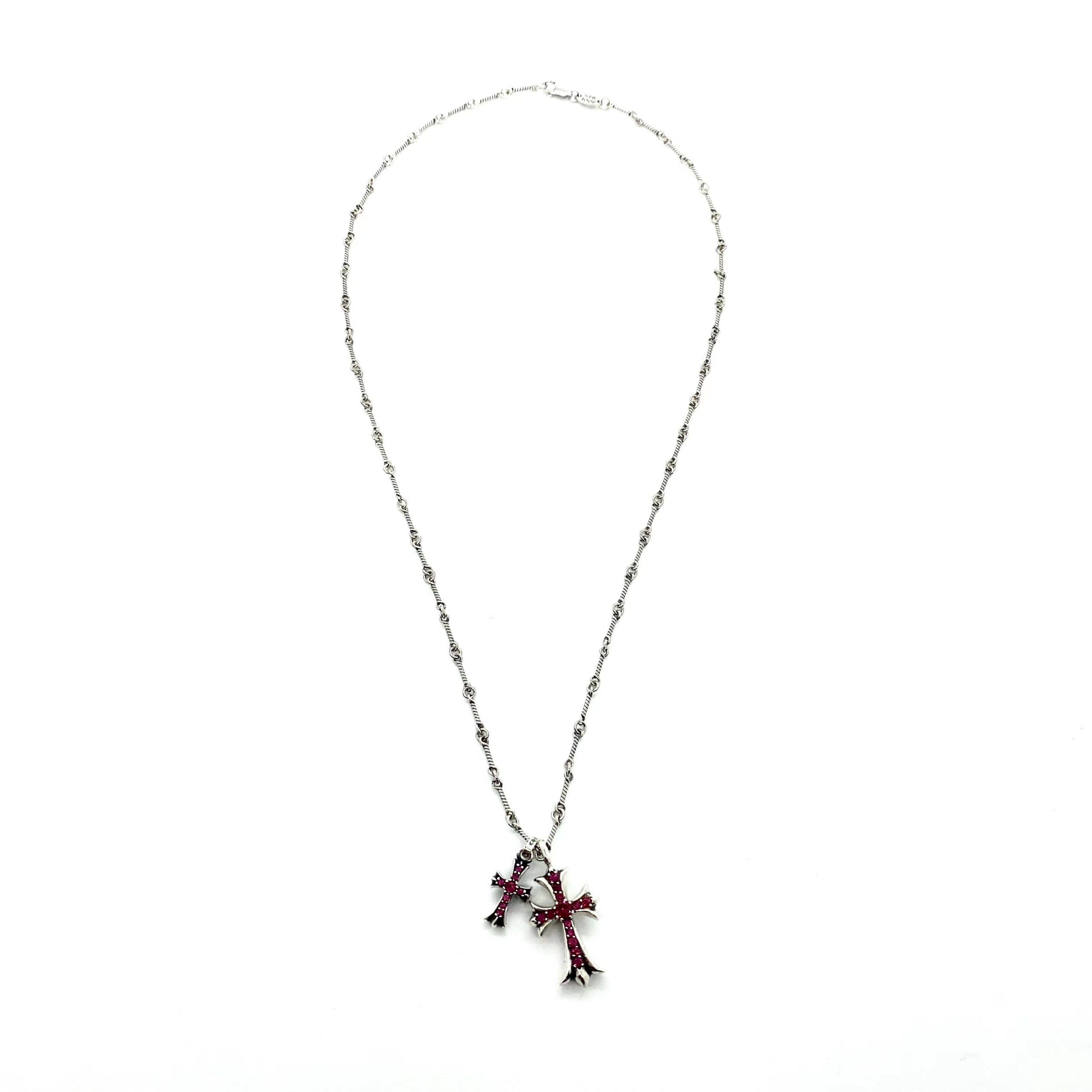 CH Red Diamond Double Cross Necklace - Image 2