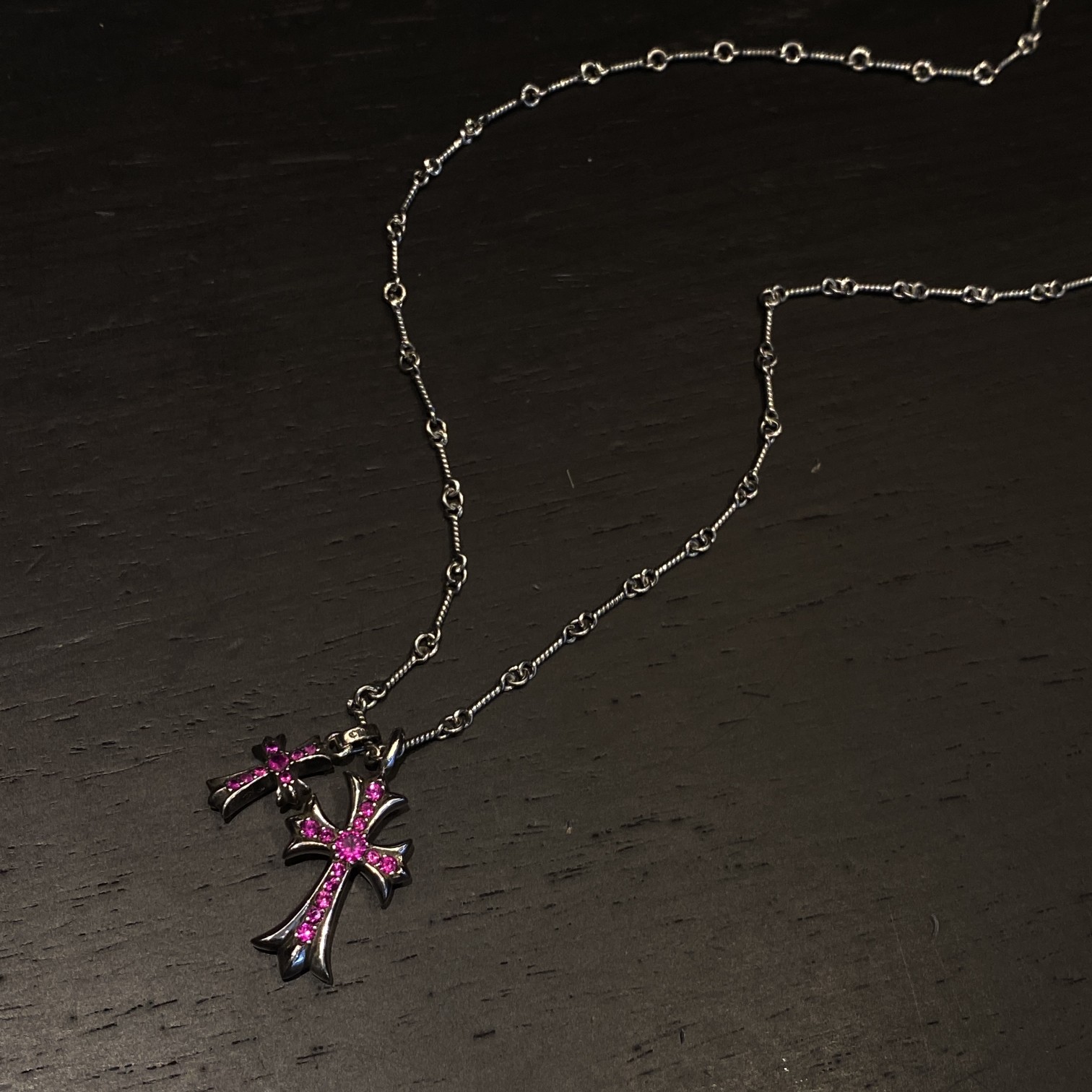 CH Red Diamond Double Cross Necklace - Image 7