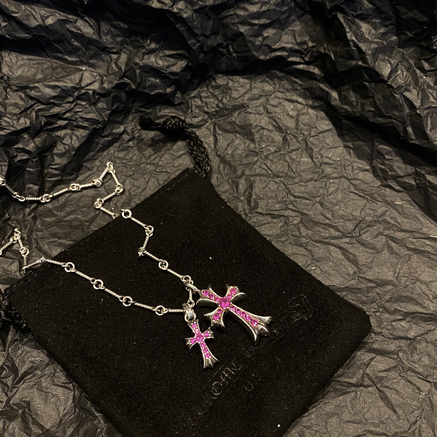 CH Red Diamond Double Cross Necklace - Image 8