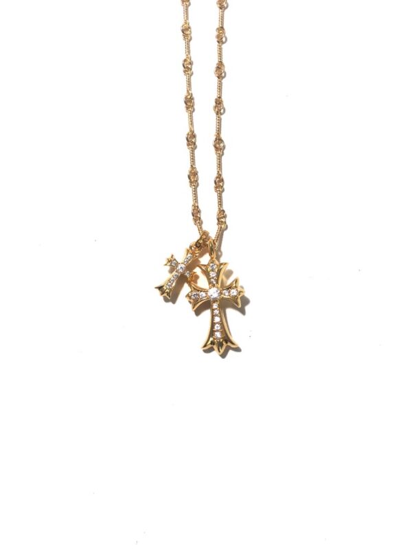 CH 22K Gold Double Cross Necklace
