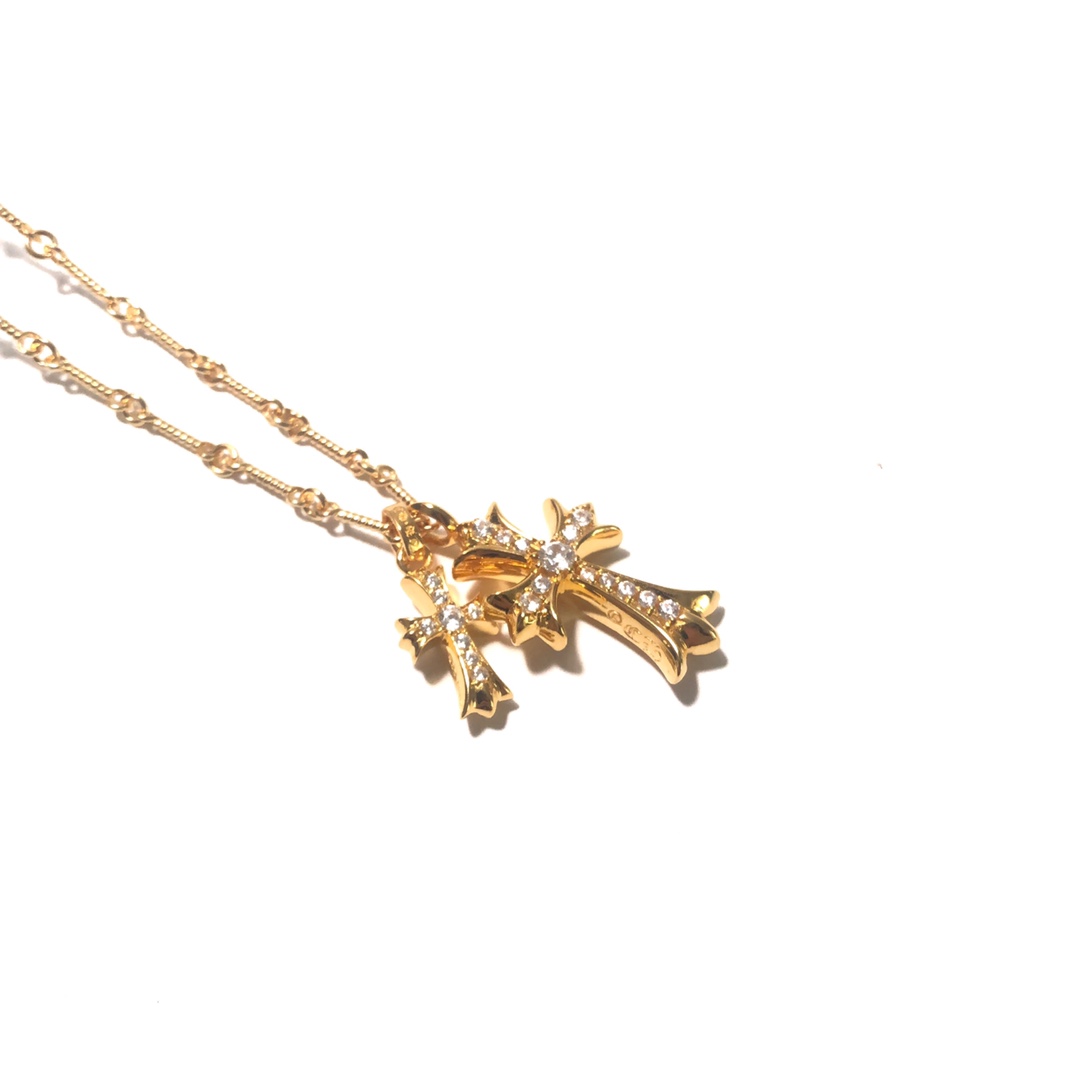 CH 22K Gold Double Cross Necklace - Image 2