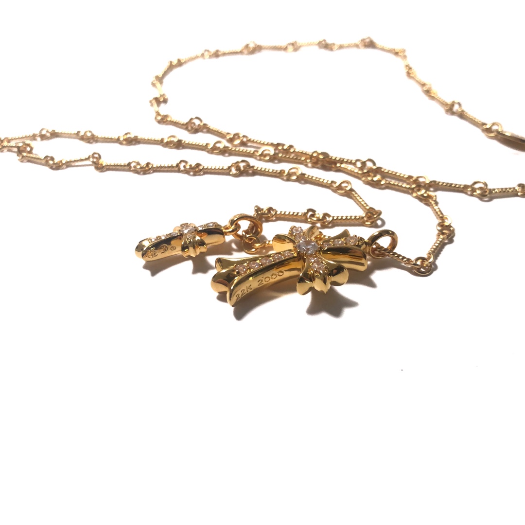 CH 22K Gold Double Cross Necklace - Image 3
