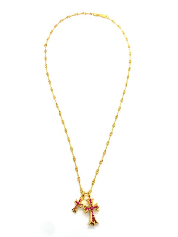 CH 22k Gold-Plated Red Diamond Double Cross