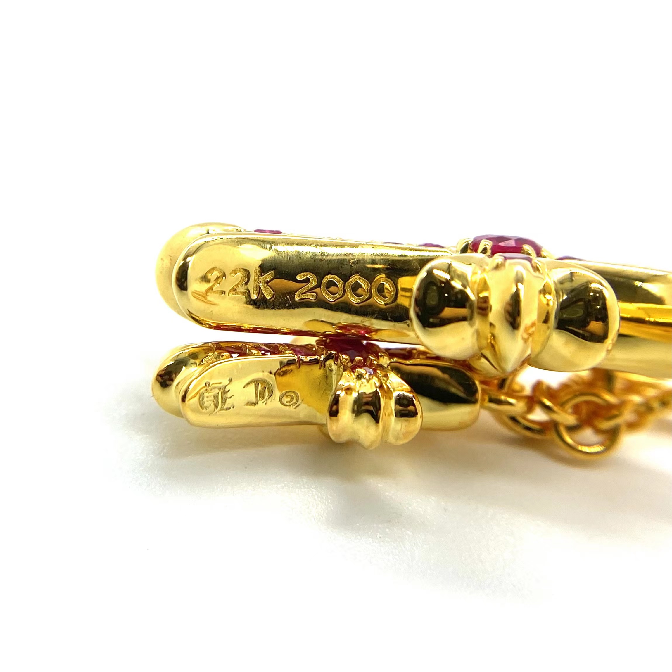 CH 22k Gold-Plated Red Diamond Double Cross - Image 3