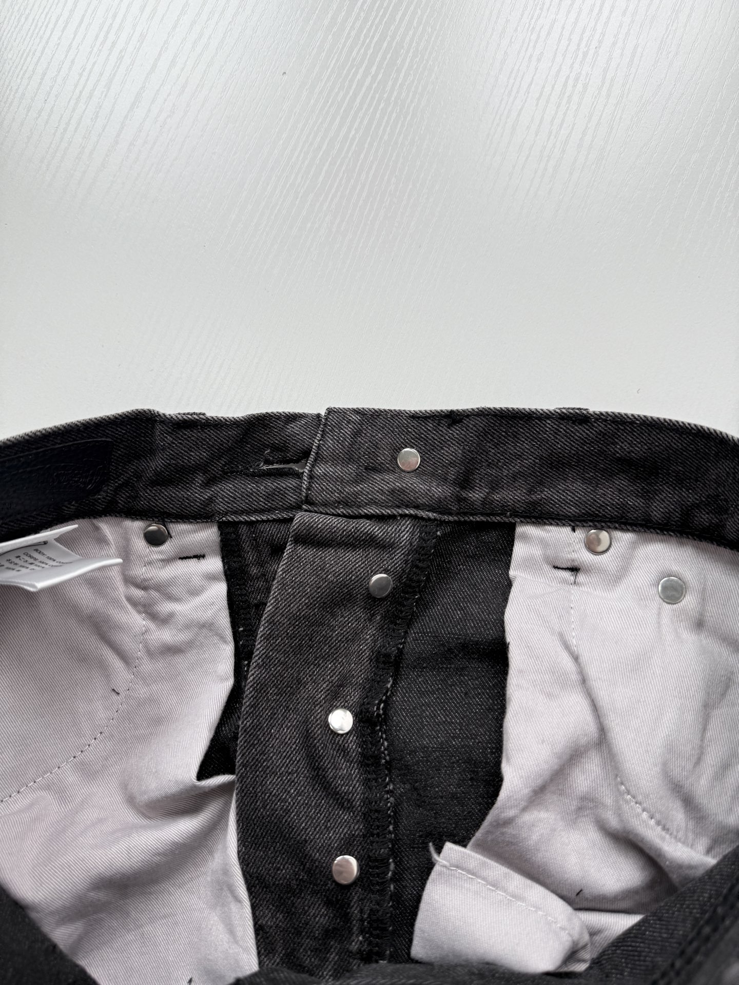 CH Black and Gray Washed Camouflage Patchwork Leather Cross-Design Jeans - Image 10