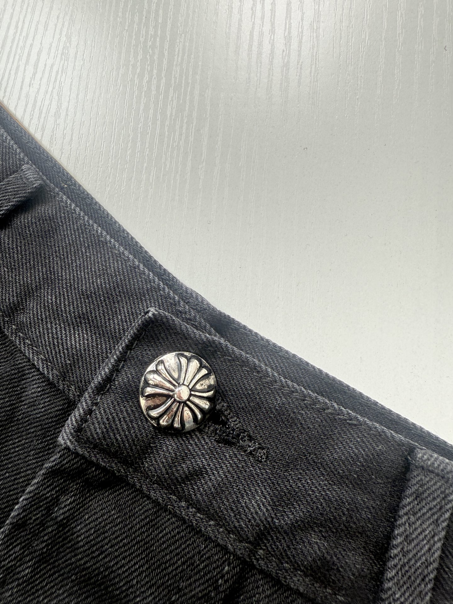 Chrome Hearts Bright Yellow Leather-Accent Cross-Patterned Jeans - Image 7