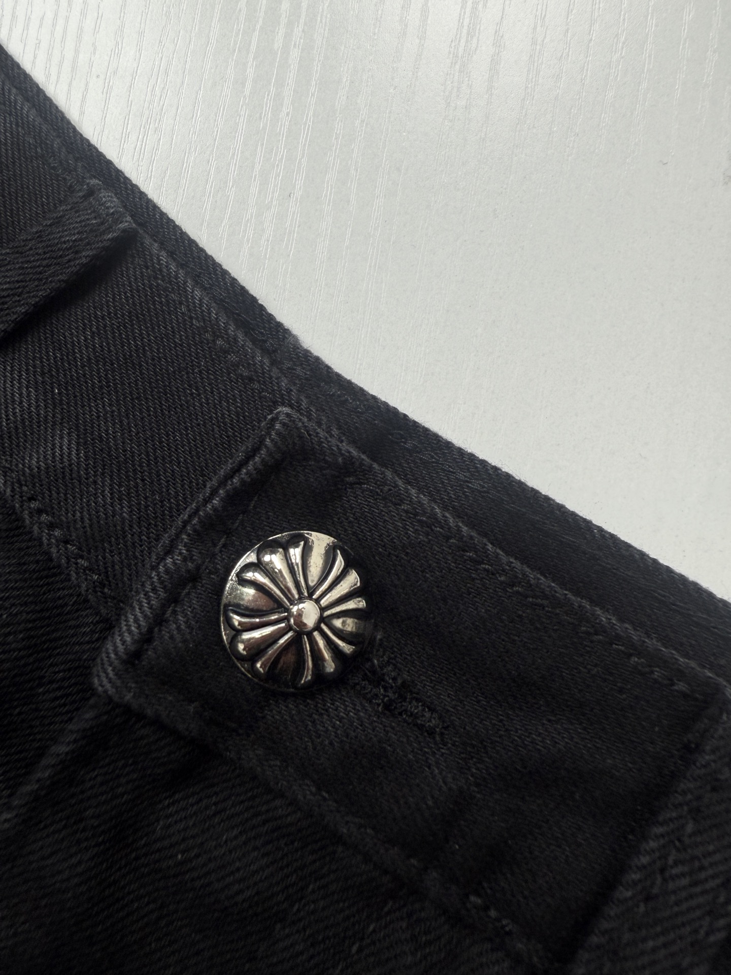 Chrome Hearts Color-Blocked Leather-Trimmed Cross-Design Jeans - Image 5