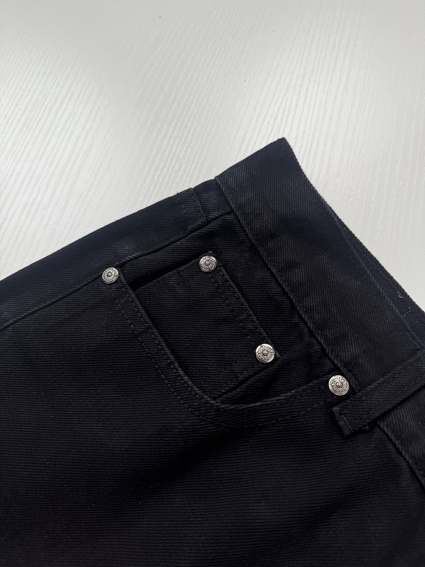 Chrome Hearts Color-Blocked Leather-Trimmed Cross-Design Jeans - Image 8