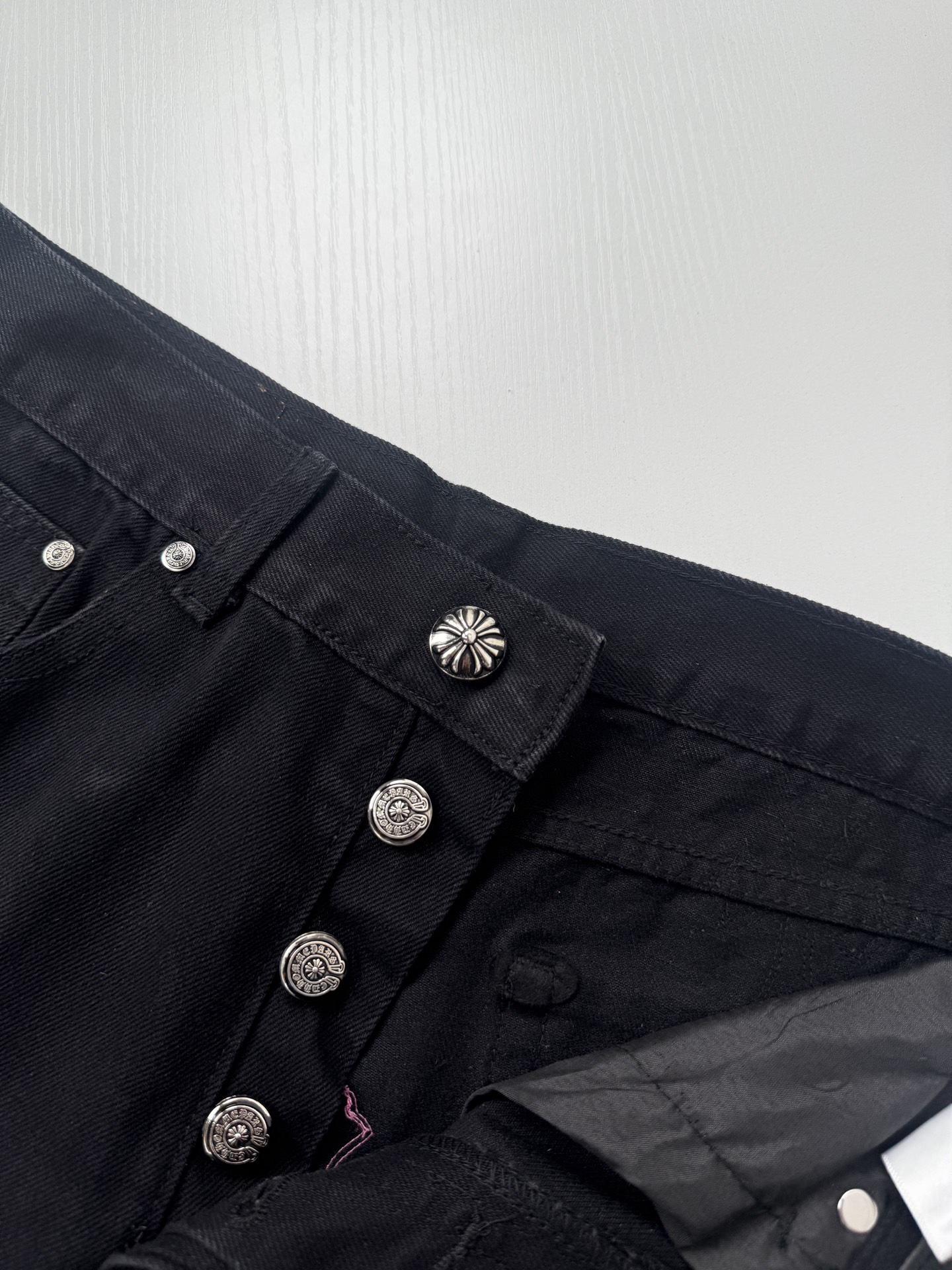 Chrome Hearts Color-Blocked Leather-Trimmed Cross-Design Jeans - Image 11