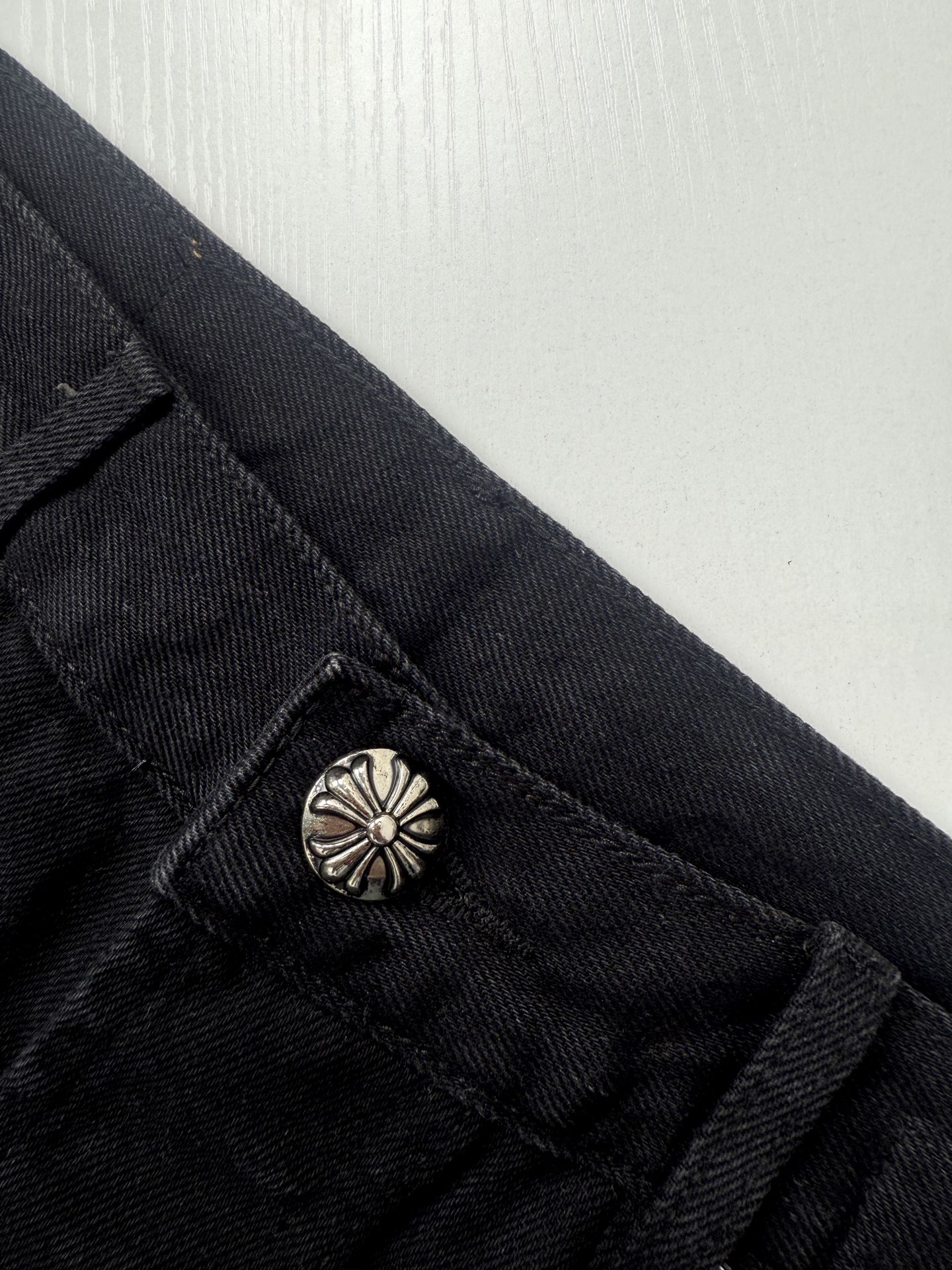 Chrome Hearts Multicolored Patchwork Leather Cross-Design Jeans - Image 7