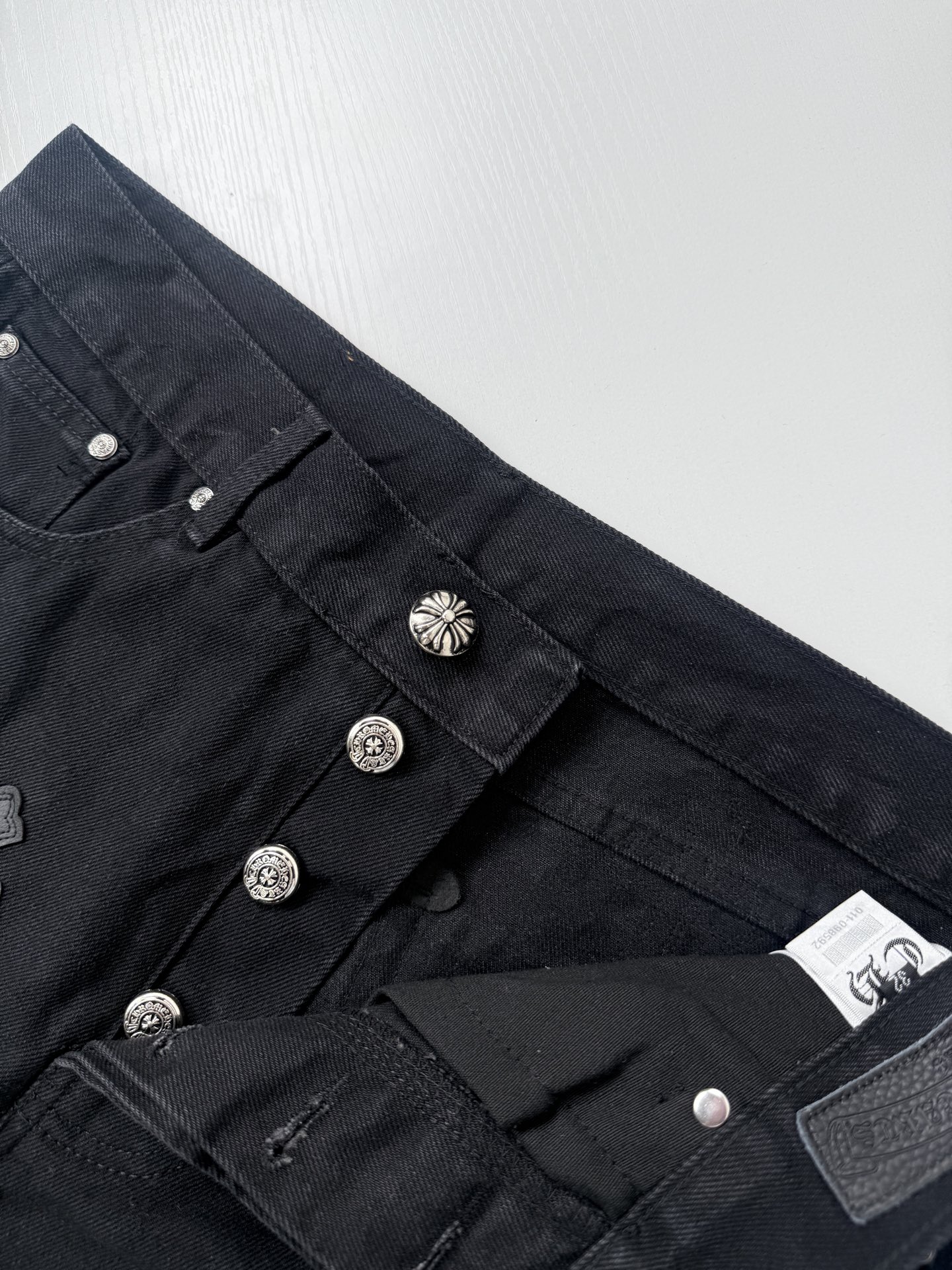 Chrome Hearts Multicolored Patchwork Leather Cross-Design Jeans - Image 8