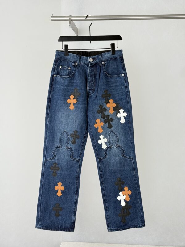 Ch Sword Multicolor Cross-Patterned Denim Jeans